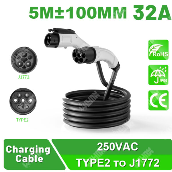 OLINK Type 2 to J1772 Extension Cable | European to US EV Charging Adapter for All-Weather Use - 图片 6