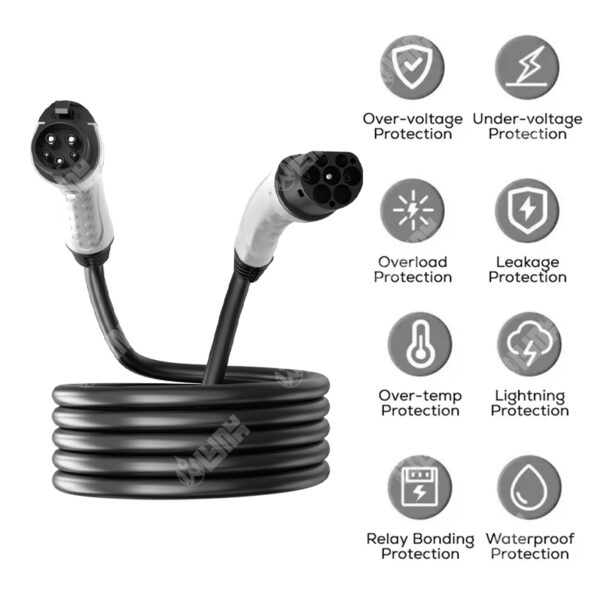 OLINK Type 2 to J1772 Extension Cable | European to US EV Charging Adapter for All-Weather Use - 图片 4
