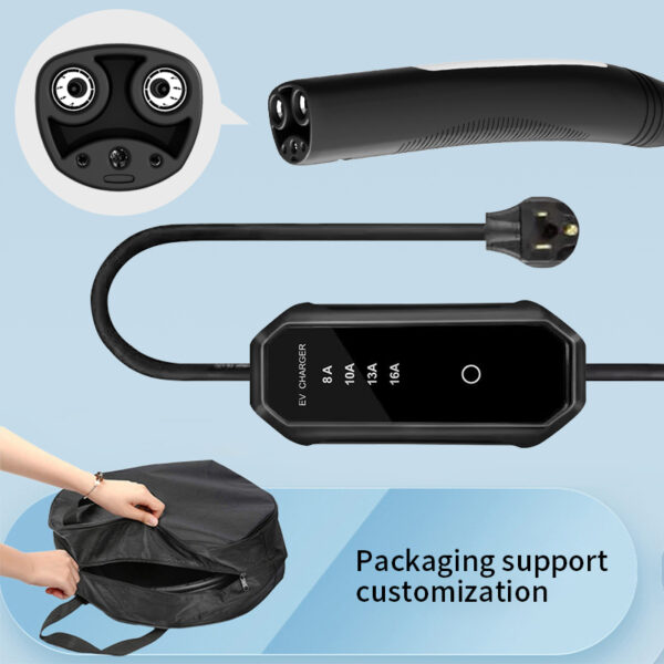 Portable AC EV Charger | Adjustable 8A-16A | IP55 Waterproof | Customizable Packaging - 图片 4