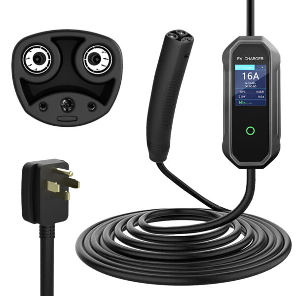 Portable Tesla EV Charger | Adjustable Current 16A | IP55 Waterproof with LCD Display - 图片 3