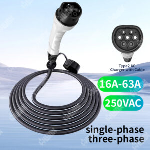 Type 2 EV Charging Gun Cable | 16A-63A AC | Single & Three-Phase | IP55 Waterproof