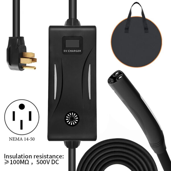 32A Portable NEMA 14-50 Electric Vehicle Charger with LCD Display