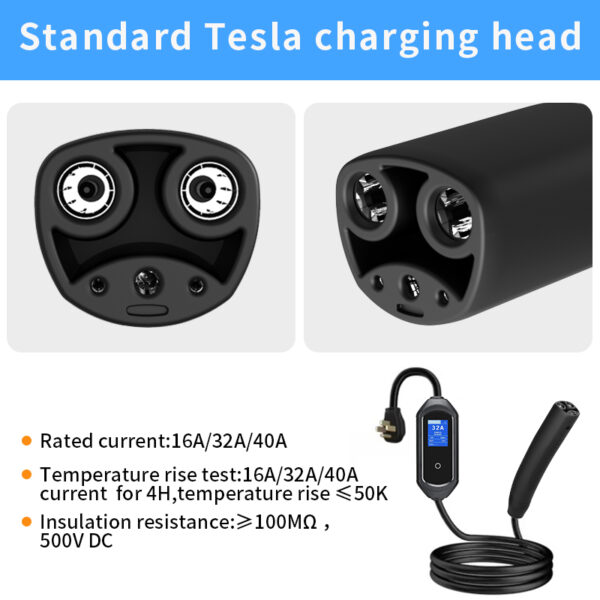Portable Tesla EV Charger | 32A High-Efficiency Fast Charging | IP55 Protection | Built-In Temperature Monitoring - Image 6
