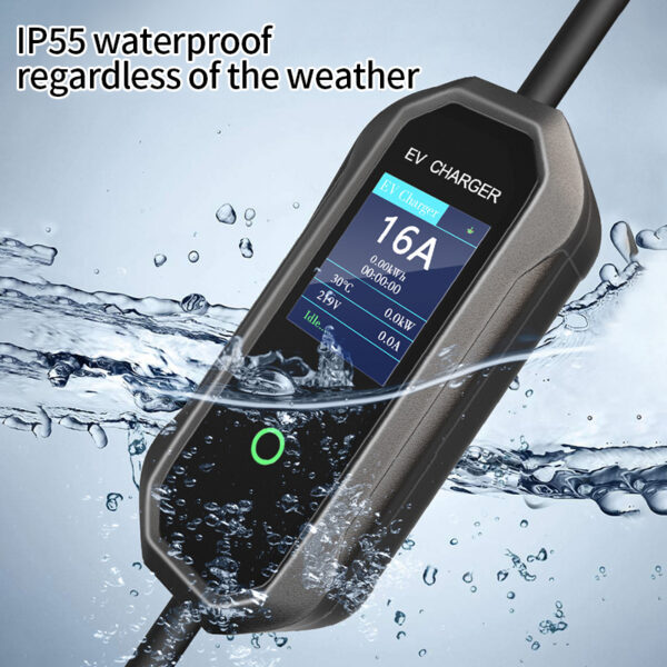 Portable Tesla EV Charger | Adjustable Current 16A | IP55 Waterproof with LCD Display - Image 2