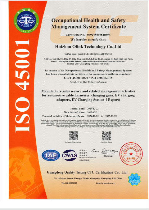 OLINK ISO 45001 Occupational Health and Safety Management System Certificate